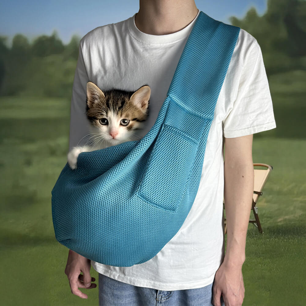 Mesh Breathable Lightweight Portable Crossbody Travel Cat & Dog Carrier Bag