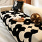 Elegant Floral Chenille Couch Cover with Wavy Border