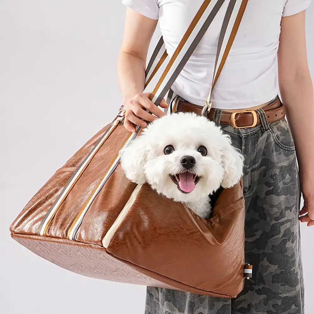 Deluxe Faux Leather Safety Center Console Pet Car Seat and Carrier 3 -in-1