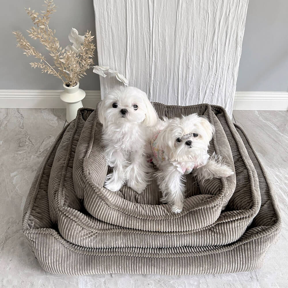 All-Season Cozy Durable Corduroy Dog Sofa Bed for Small & Medium Dogs