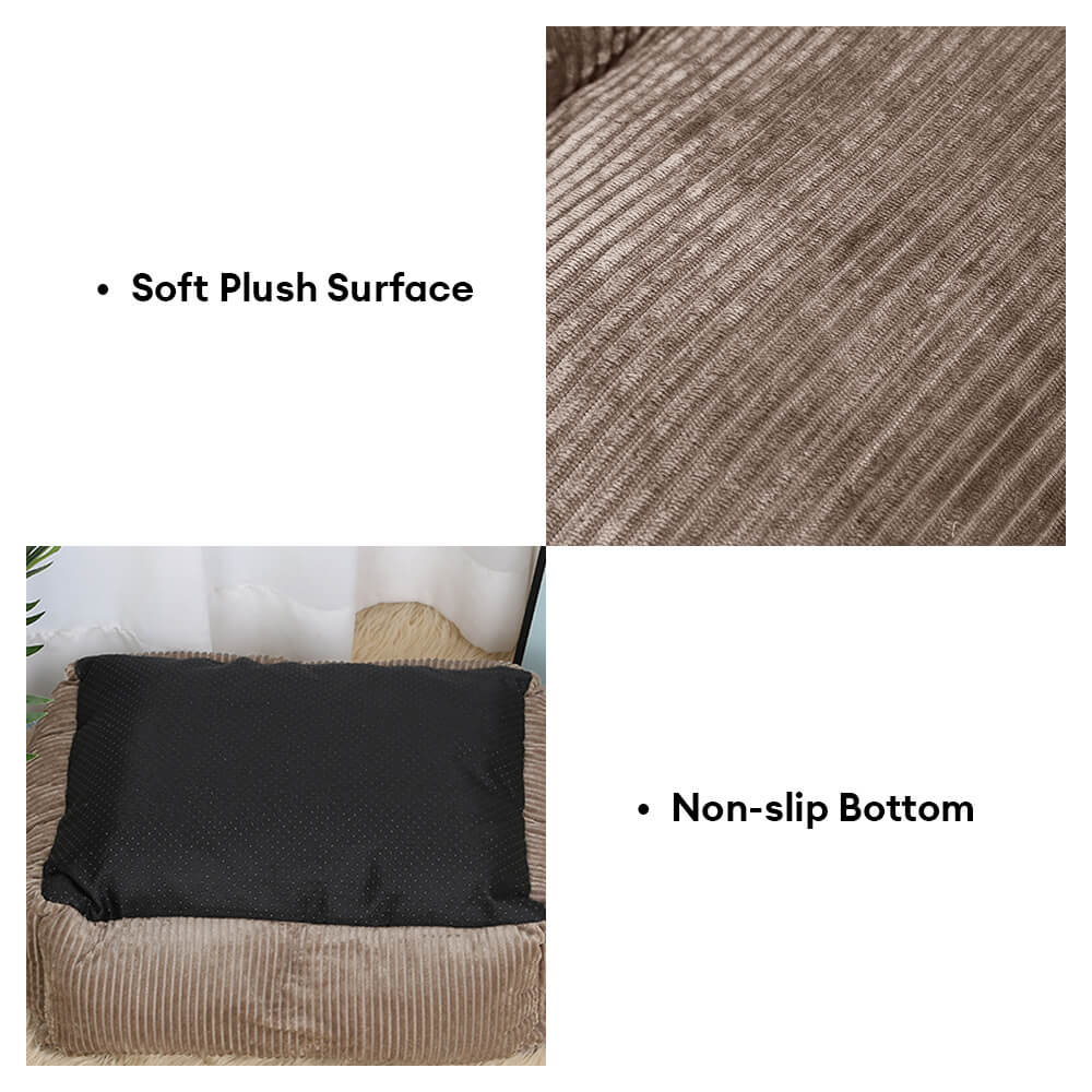All-Season Cozy Durable Corduroy Dog Sofa Bed for Small & Medium Dogs