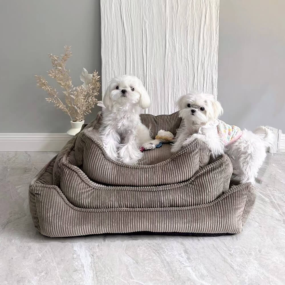 All-Season Cozy Durable Corduroy Dog Sofa Bed for Small & Medium Dogs