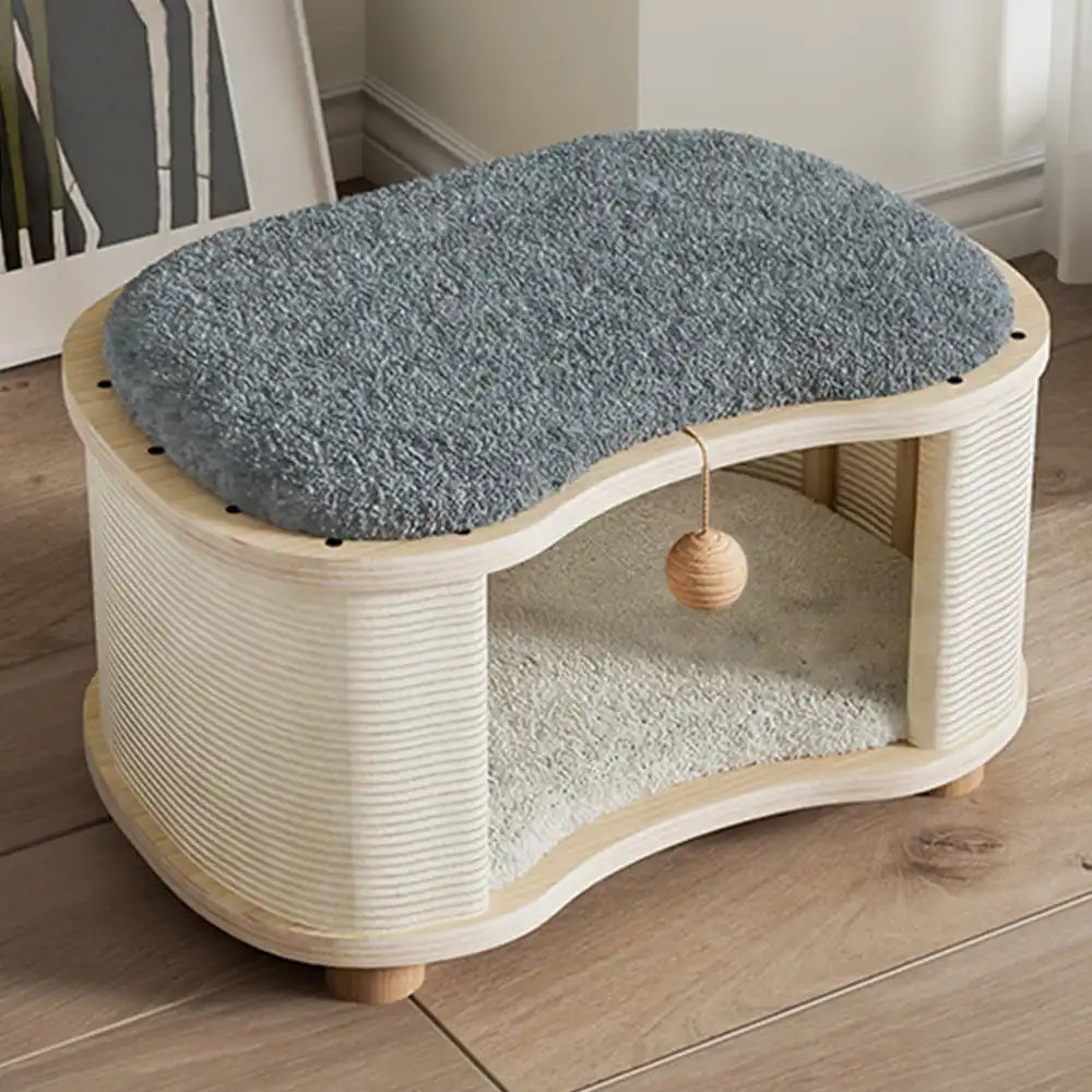 All-Season Modern 2-in-1 Enclosed Wooden Cat House Stool