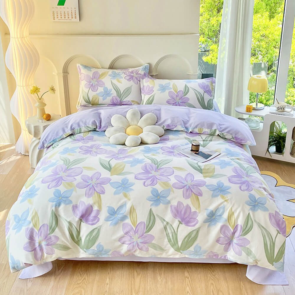 Breathable Cotton Double-Sided Colorful Bed Sheet Set