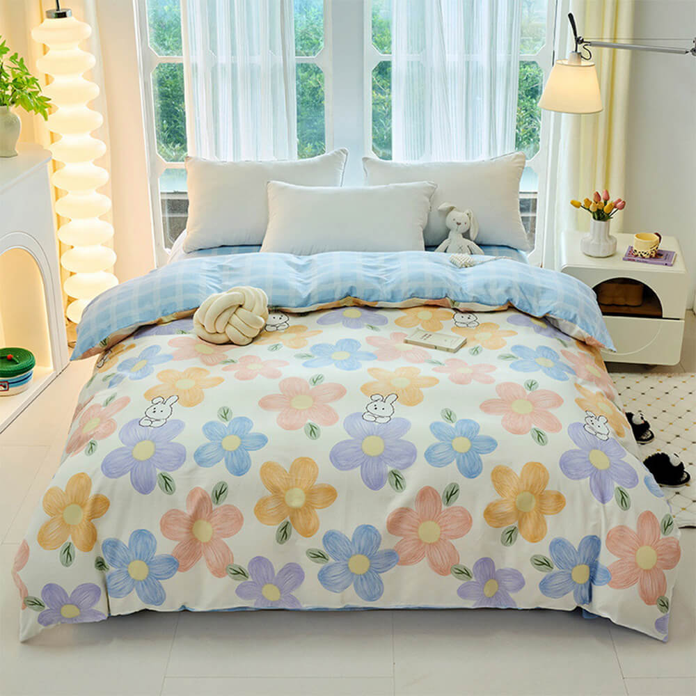 Breathable Cotton Double-Sided Colorful Bed Sheet Set