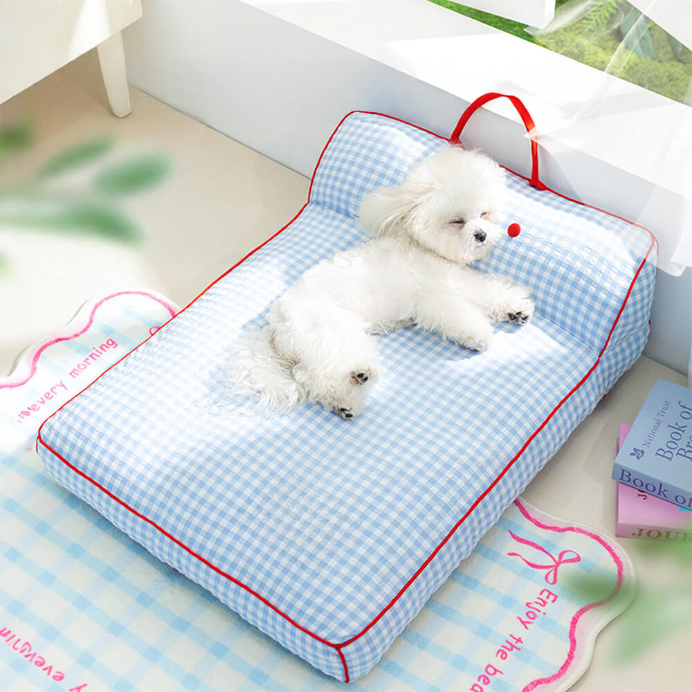 Checkerboard Breathable Scratch-resistant Spine Protection Dog Bed