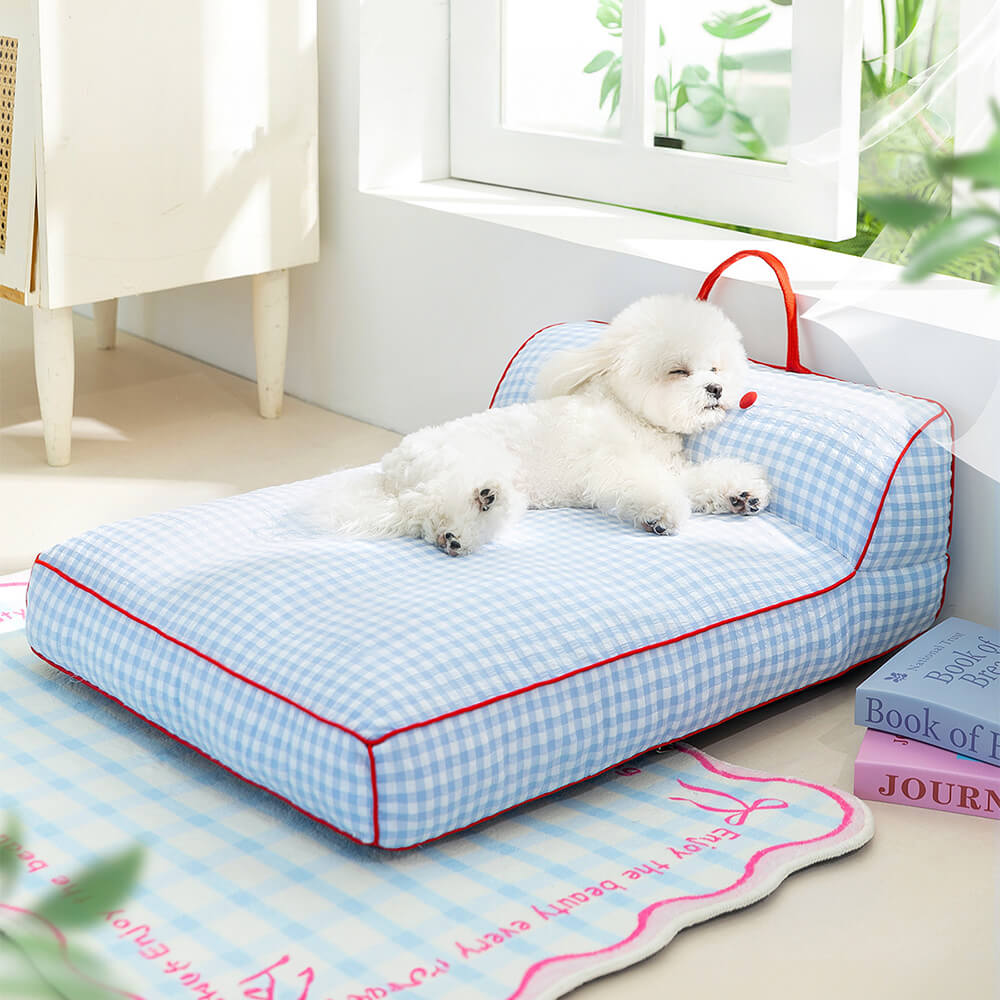 Checkerboard Breathable Scratch-resistant Spine Protection Dog Bed