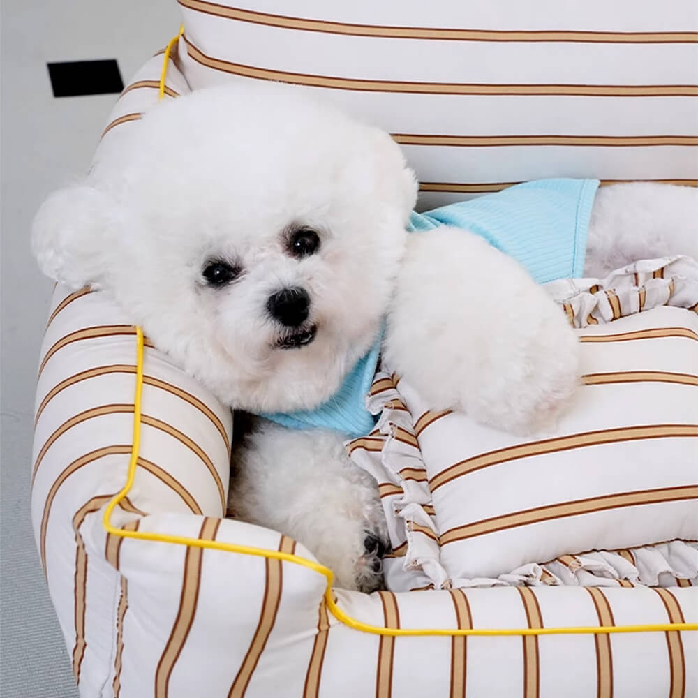 Cotton Full-Surround Dog & Cat Sofa Bed with Pillow