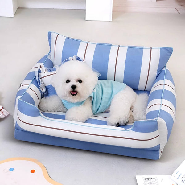 Cotton Full-Surround Dog & Cat Sofa Bed with Pillow