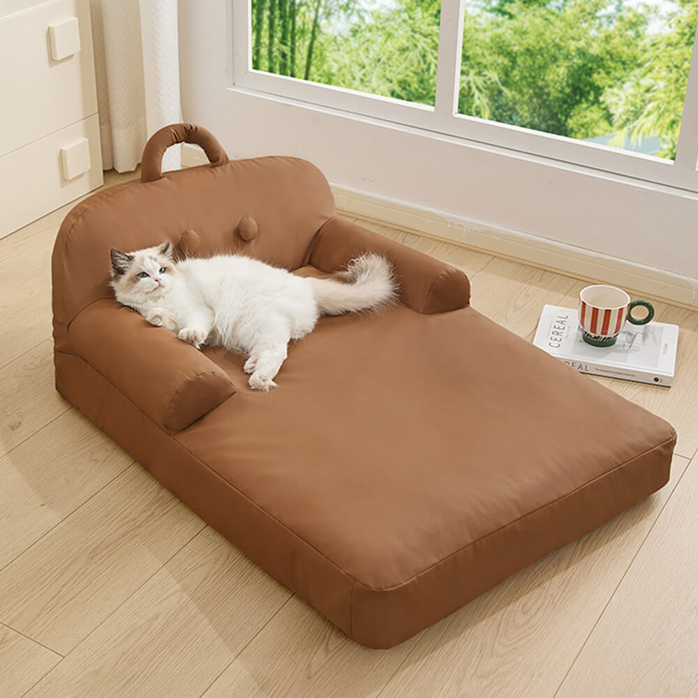 Durable PU Leather Waterproof Scratch-Resistant Large Dog Bed