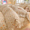 Elegant Ruffled Floral Cotton Bed Sheet Set