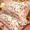 Elegant Ruffled Floral Cotton Bed Sheet Set