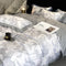 Elegant Toile Print Silky Cooling Duvet Cover Bed Sheet Set