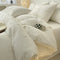 Embroidered Pom-Pom Waffle Weave Cotton Bed Sheet Set