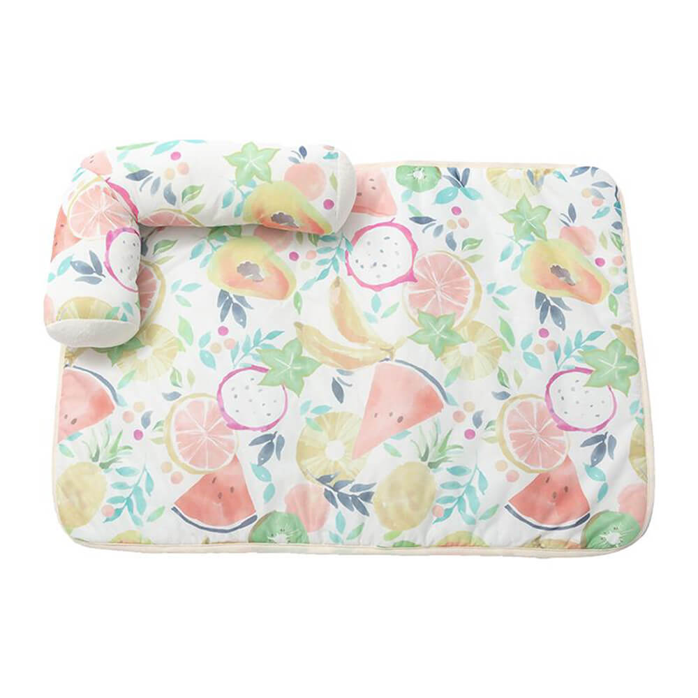 Fruit Print Cooling Ice Silk Dog & Cat Mat with Pillow