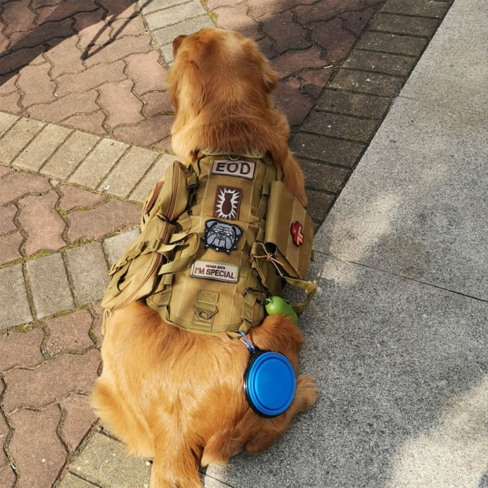 Military-Style Tactical Dog Vest with Adjustable Straps
