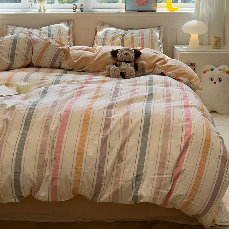 Modern Vertical Stripe Comfort Duvet Cover Bed Sheet Set