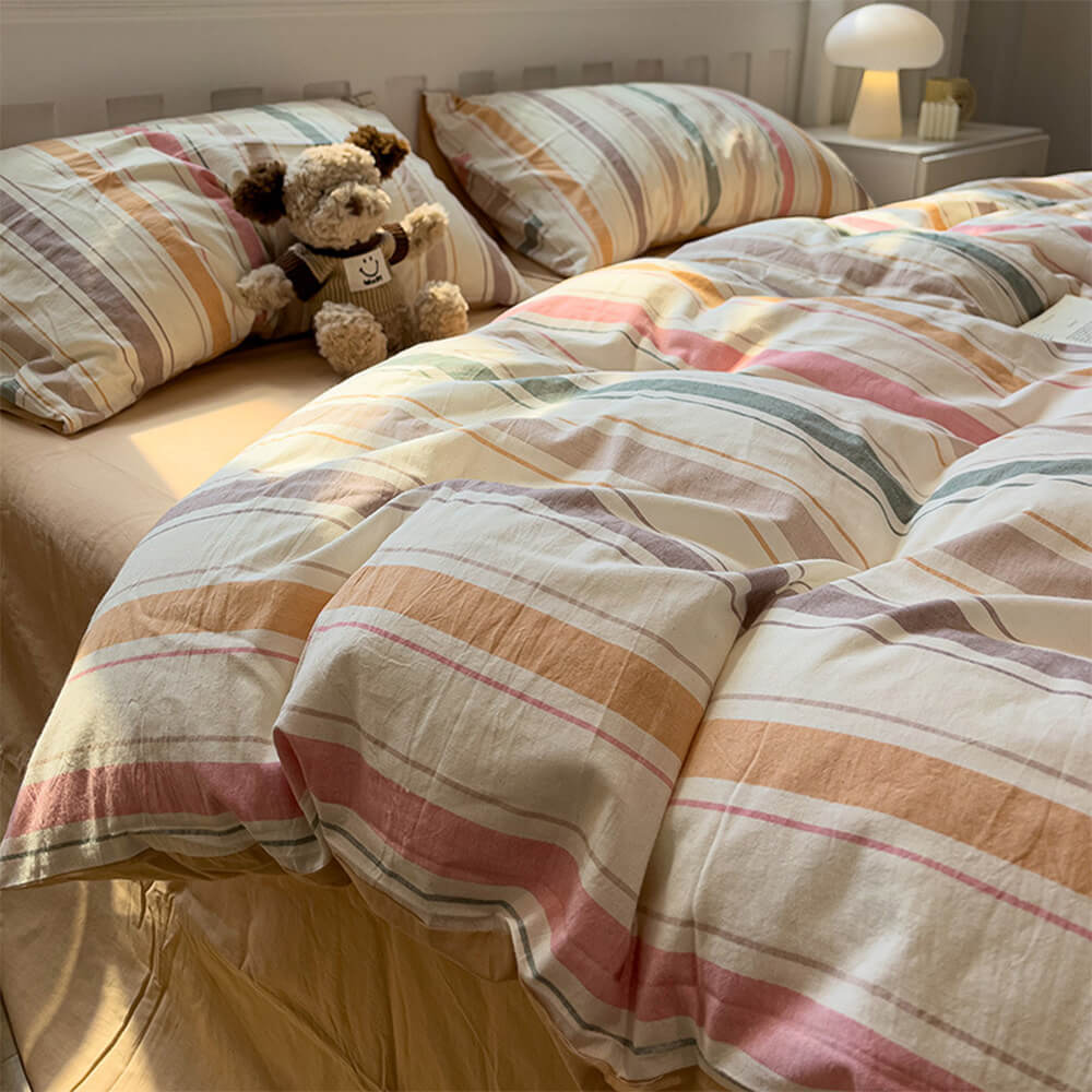 Modern Vertical Stripe Comfort Duvet Cover Bed Sheet Set