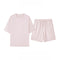 Eco-friendly Pet Hair Resistant Pure Color Crew Neck Short Sleeve Couples Pajama Set