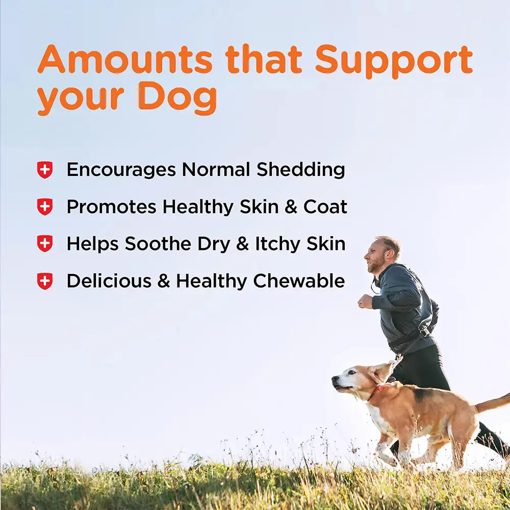 Shed-Defense Skin & Coat Supplement for Dogs – 60 Count Pouch with Omega-3 Fish Oil