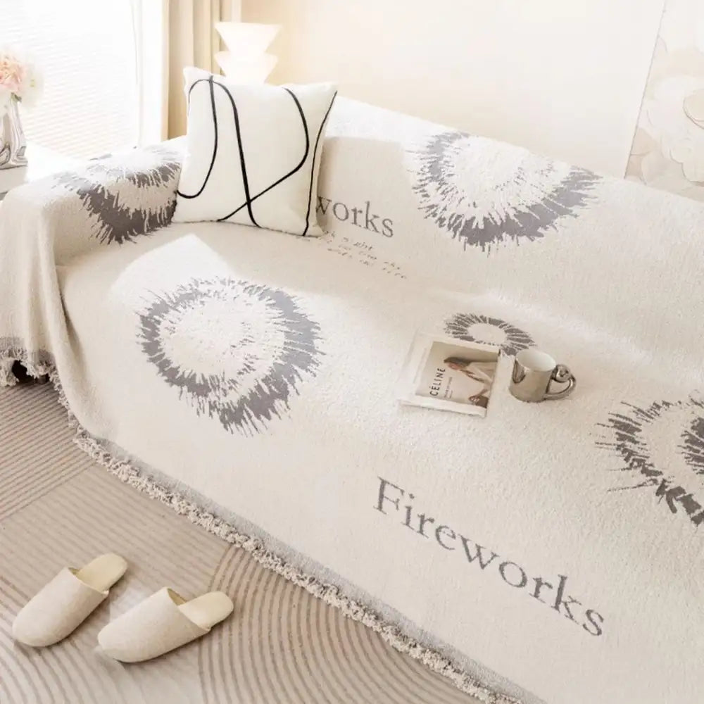 Simple Double-Sided Plush Yarn Scratch-Resistant Comfortable Couch Cover - Fireworks