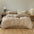 Solid Color Cotton Crinkled Gauze Duvet Cover Bed Sheet Set with Fringe Edges