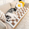 Cream-colored Large Plaid Square Fuzzy Pet Dog Mat Bed Couch Cover