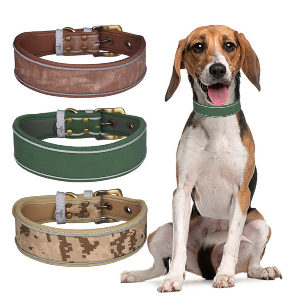 Printed Reflective Soft Faux Microfiber Dog Collar