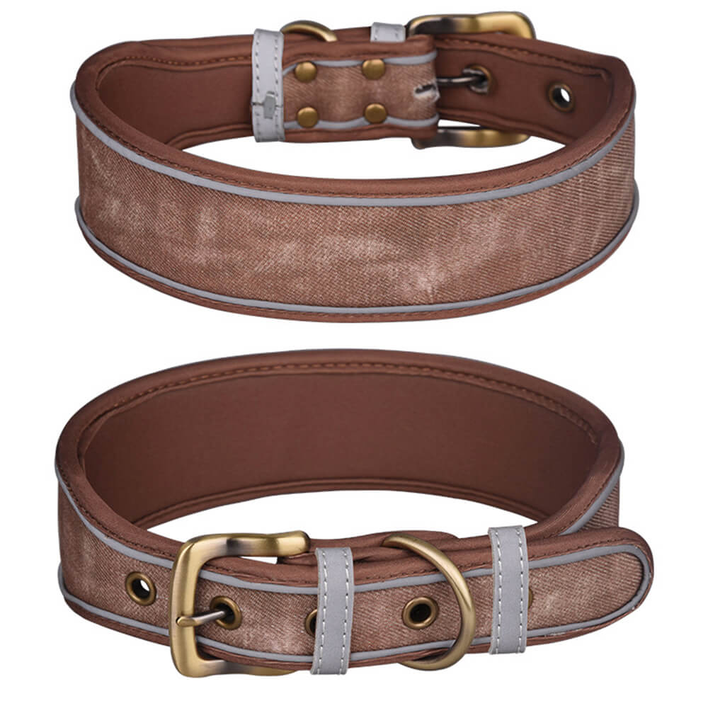 Printed Reflective Soft Faux Microfiber Dog Collar