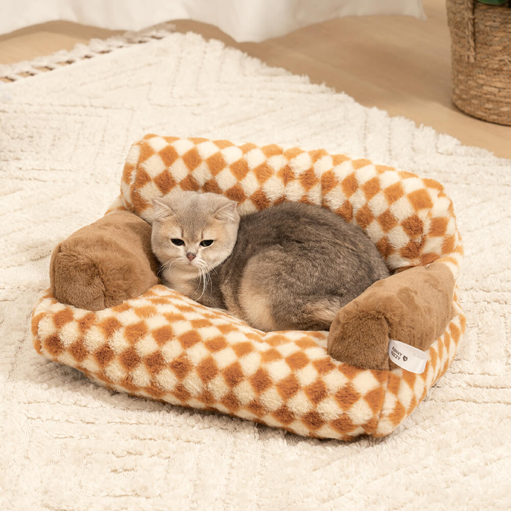 Cama de sofá de gato de diamantes de ocio vintage