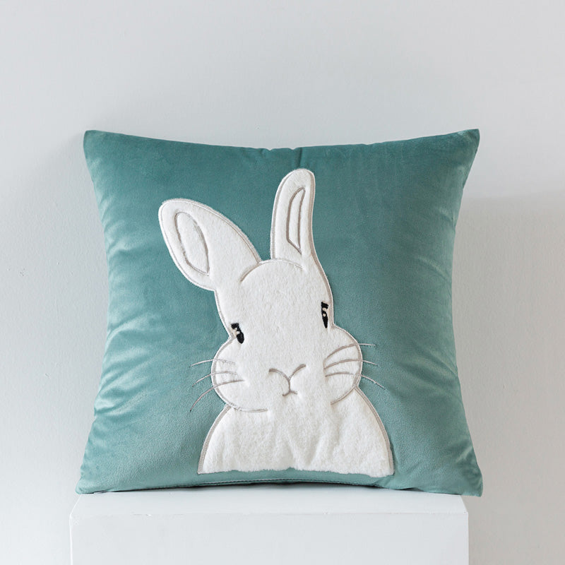 Almohada de sofá de terciopelo de conejo