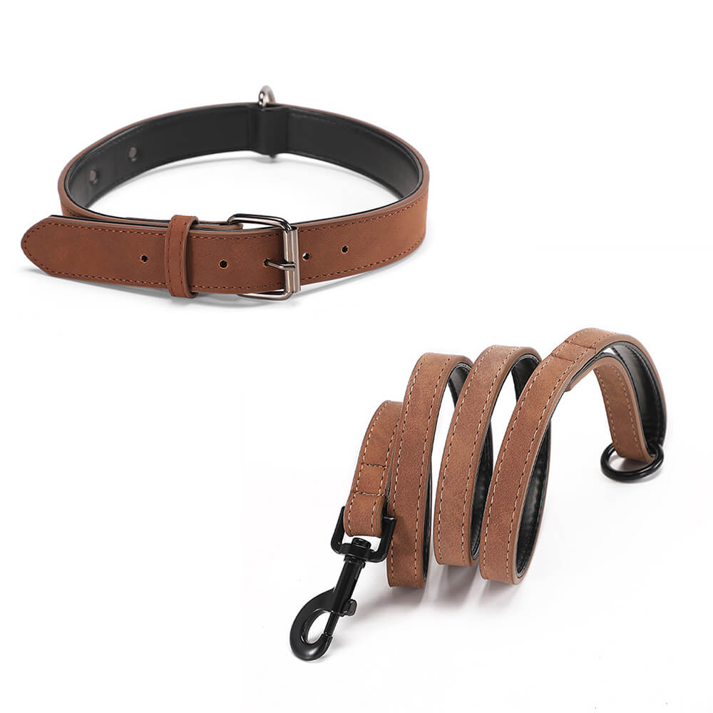 Set de correa para perros de cuello de cuello suave de cuero suave de cuero suave