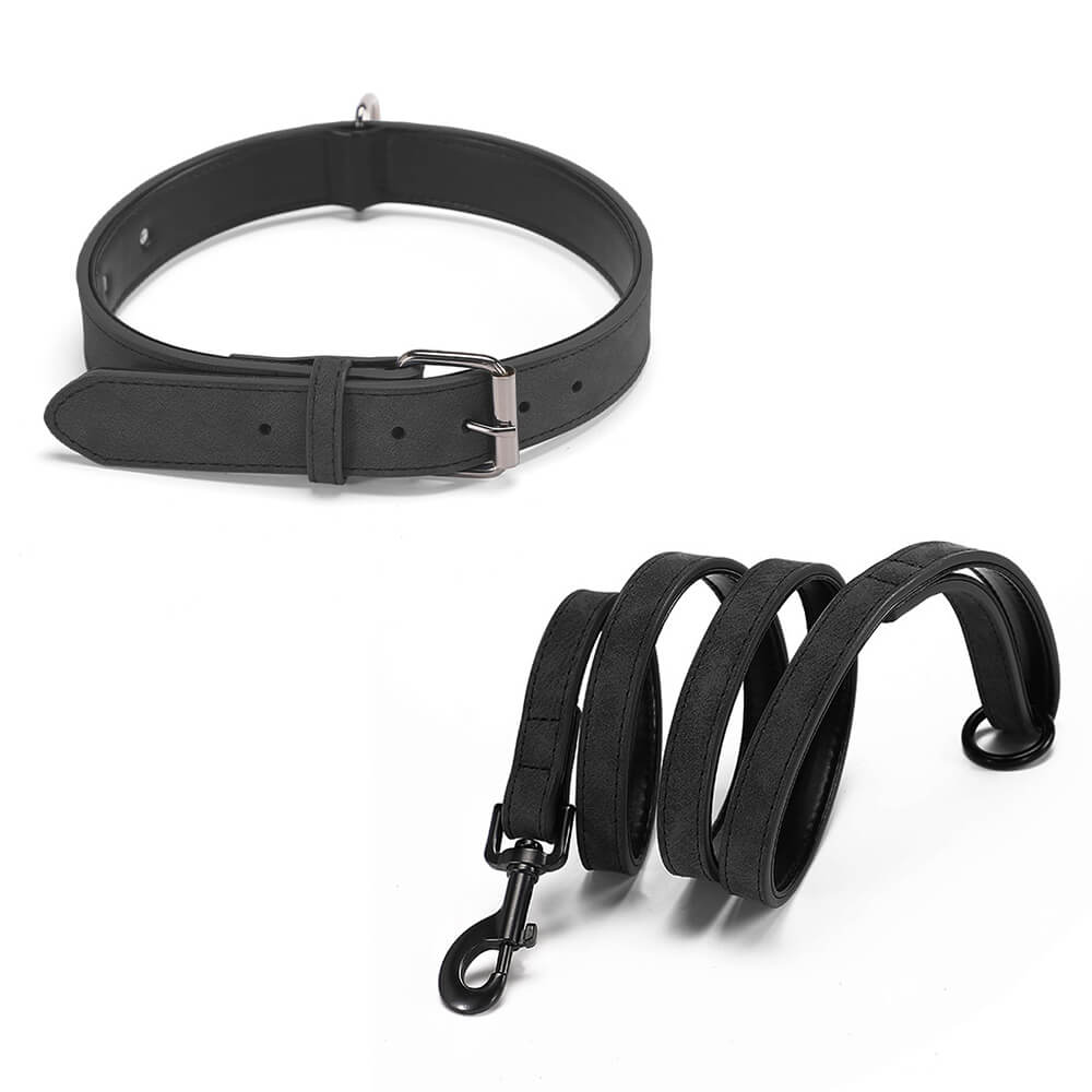 Set de correa para perros de cuello de cuello suave de cuero suave de cuero suave