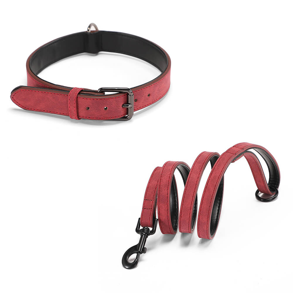 Set de correa para perros de cuello de cuello suave de cuero suave de cuero suave