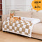 Cream Square Plaid Cozy Dog Mat Furniture Protector Cover