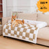 Cream Square Plaid Cozy Dog Mat Furniture Protector Cover