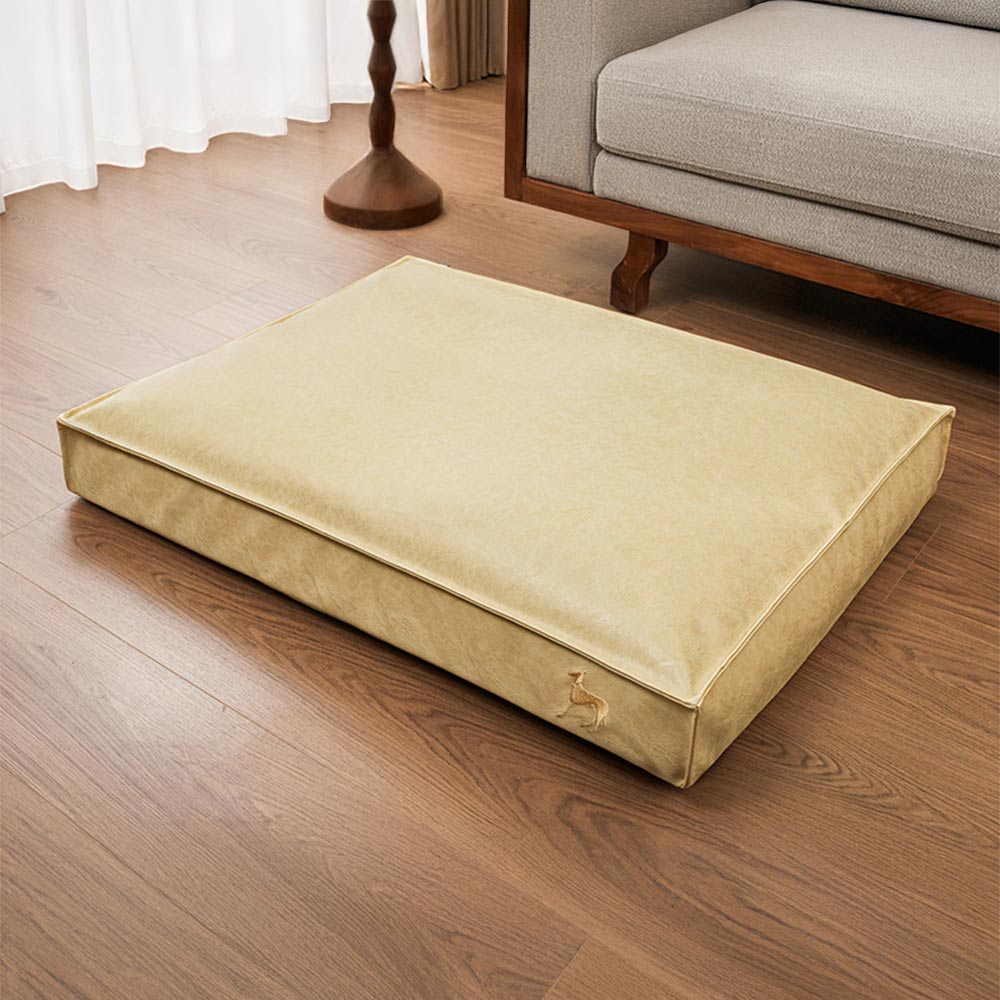 Durable and Easy-Clean Waterproof Leather Dog Bed