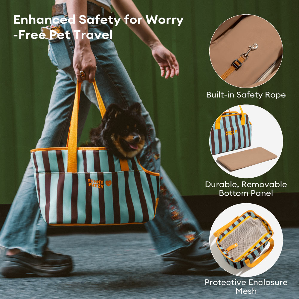 Stripe Eco-friendly Waterproof Breathable Mesh Safe Pet Carrier - CityBreeze
